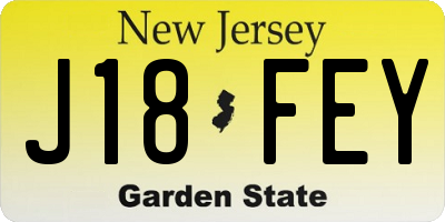 NJ license plate J18FEY