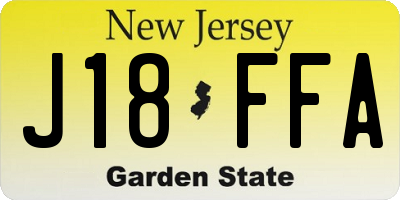 NJ license plate J18FFA