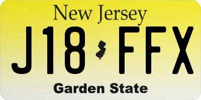 NJ license plate J18FFX