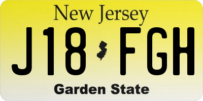 NJ license plate J18FGH