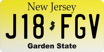NJ license plate J18FGV