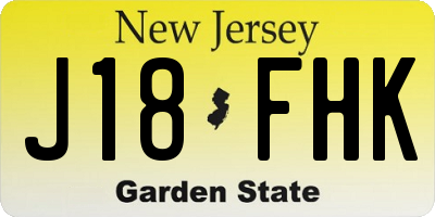 NJ license plate J18FHK