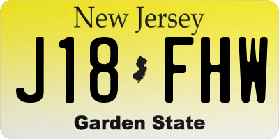 NJ license plate J18FHW