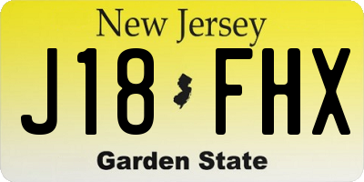 NJ license plate J18FHX