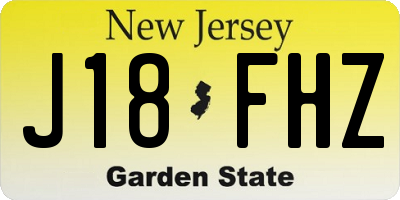 NJ license plate J18FHZ