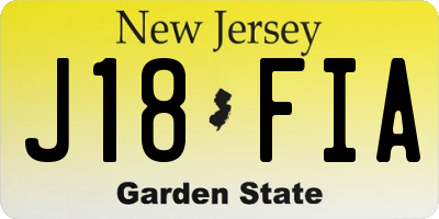 NJ license plate J18FIA