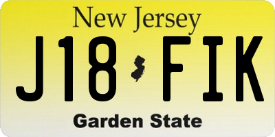 NJ license plate J18FIK