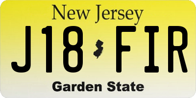 NJ license plate J18FIR