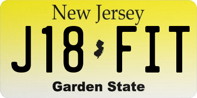 NJ license plate J18FIT