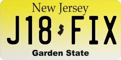 NJ license plate J18FIX