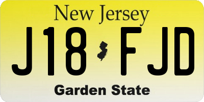 NJ license plate J18FJD
