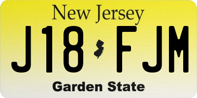 NJ license plate J18FJM