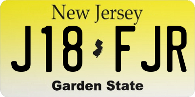 NJ license plate J18FJR