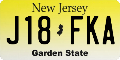 NJ license plate J18FKA