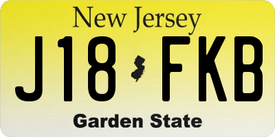 NJ license plate J18FKB