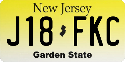NJ license plate J18FKC