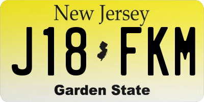 NJ license plate J18FKM
