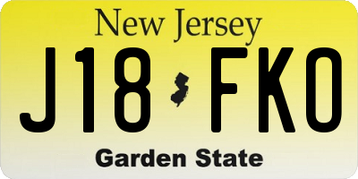 NJ license plate J18FKO