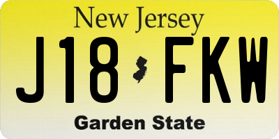 NJ license plate J18FKW