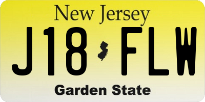 NJ license plate J18FLW