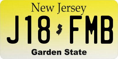 NJ license plate J18FMB
