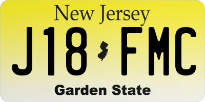 NJ license plate J18FMC