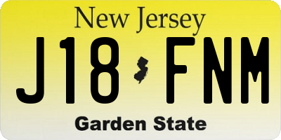 NJ license plate J18FNM