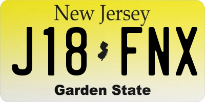 NJ license plate J18FNX