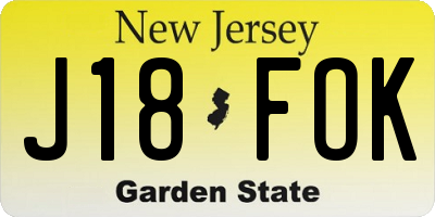 NJ license plate J18FOK