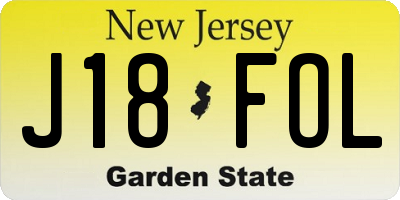 NJ license plate J18FOL