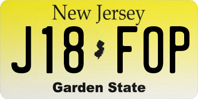 NJ license plate J18FOP