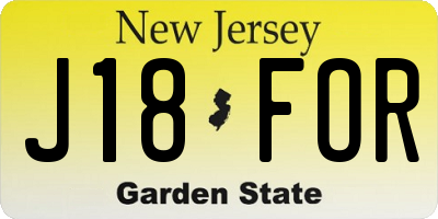 NJ license plate J18FOR