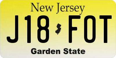 NJ license plate J18FOT