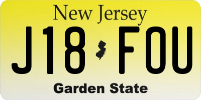 NJ license plate J18FOU
