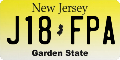 NJ license plate J18FPA