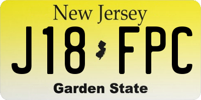 NJ license plate J18FPC