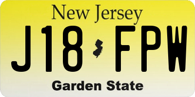 NJ license plate J18FPW