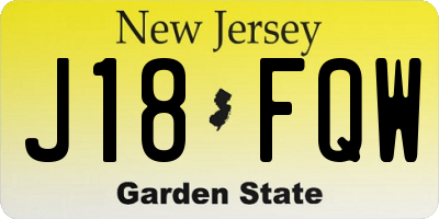 NJ license plate J18FQW