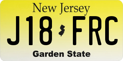 NJ license plate J18FRC