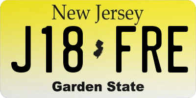 NJ license plate J18FRE