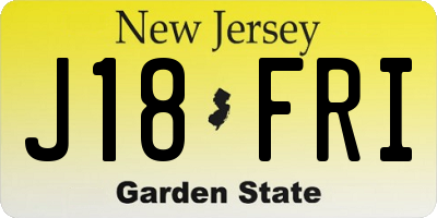 NJ license plate J18FRI