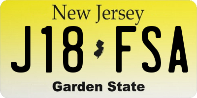 NJ license plate J18FSA