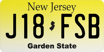 NJ license plate J18FSB