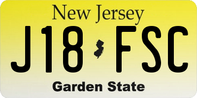 NJ license plate J18FSC