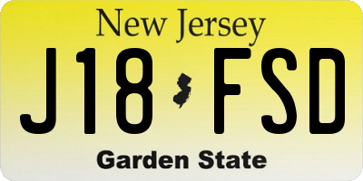 NJ license plate J18FSD