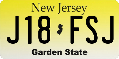 NJ license plate J18FSJ