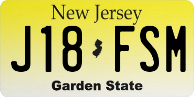NJ license plate J18FSM