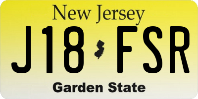 NJ license plate J18FSR