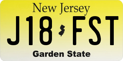 NJ license plate J18FST