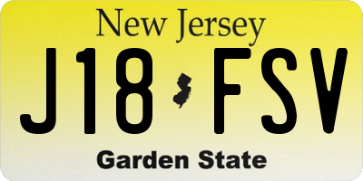 NJ license plate J18FSV